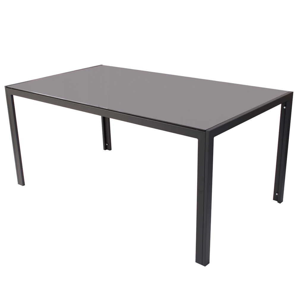 Stůl s kovovým rámem a skleněnou deskou 160 x 90 cm, v. 72 cm