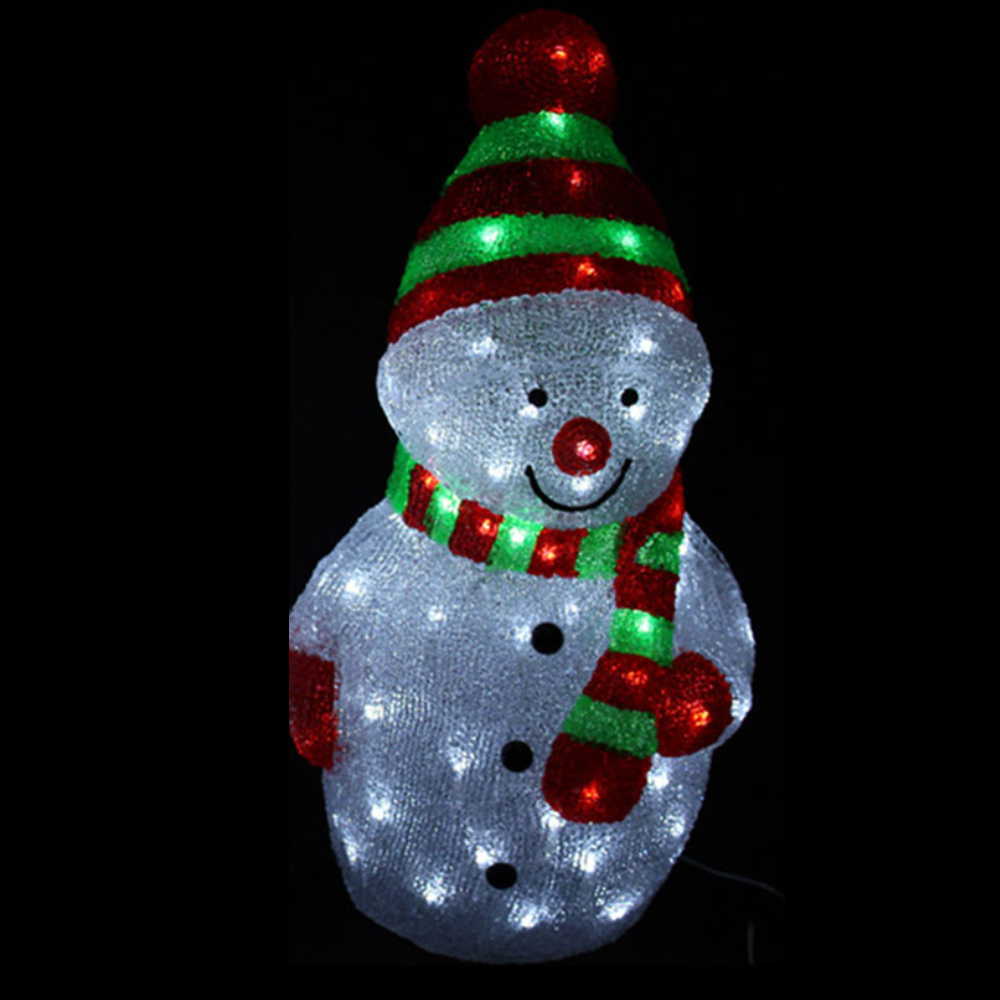 Sněhulák akryl 58 cm do zásuvky 96 LED studená bílá červeno zelený