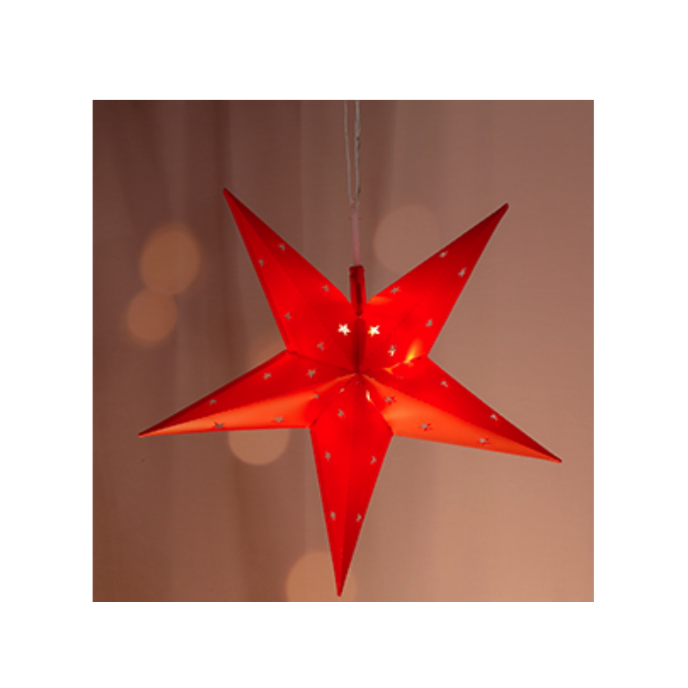 Vánoční hvězda 44 x 18,5 cm červená 5-cípá 12 LED na baterie s časovačem