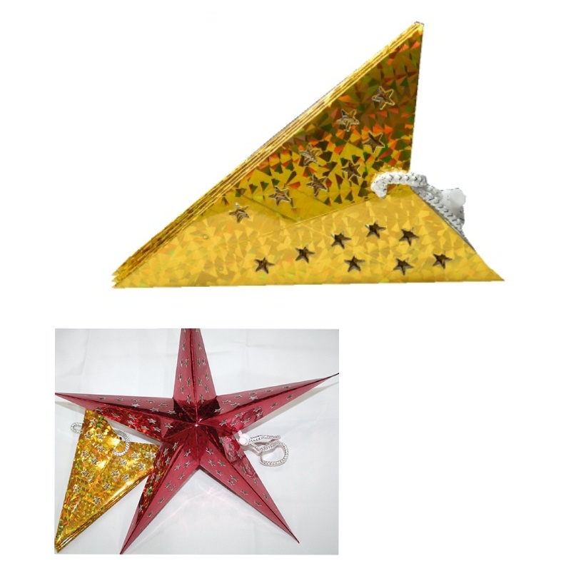 Hvězda skládací XL 45 x 45 cm x 15 cm k zavěšení zlatá